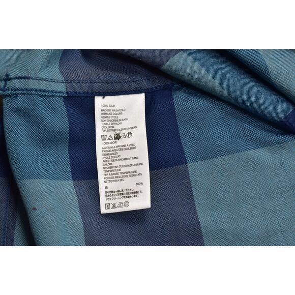 Tommy Bahama Men's Big & Tall 100% Silk Blue Plaid Button Down Shirt Size XXL - Picture 5 of 8